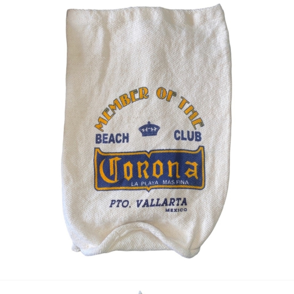 Corona Puerto Vallarta Mexico Vintage Beer Sack Beach Bag Backpack Tote - 22”